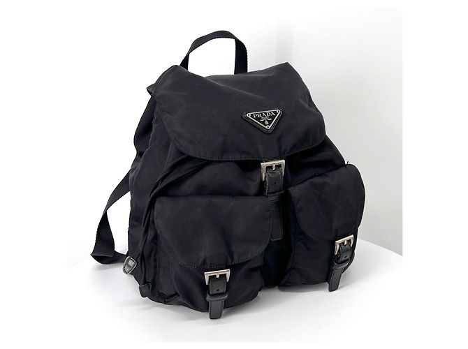 Prada Zaino Medium in nylon con logo triangolare Nero - vista 2
