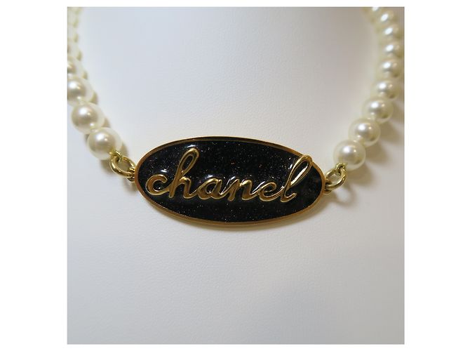 Collana Choker Chanel Logo Bianca Metallo - vista 2