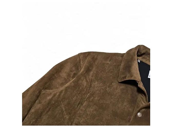 Dior Giacca sovracamicia in camoscio marrone da uomo - vista 10