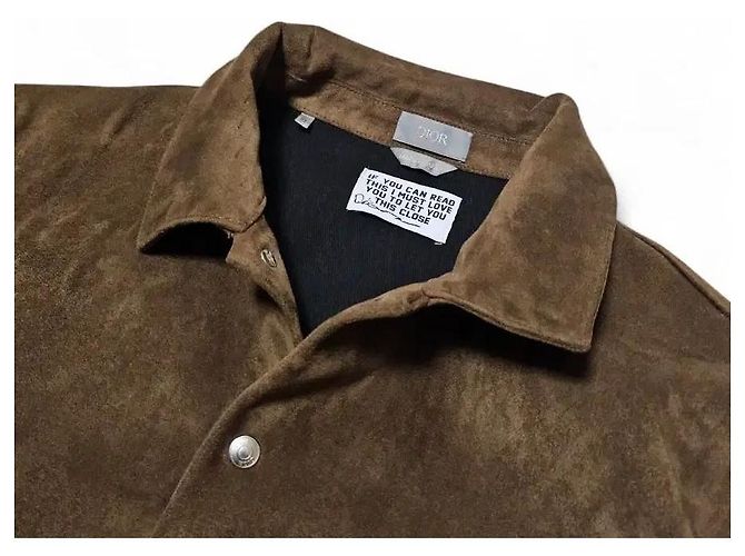 Dior Giacca sovracamicia in camoscio marrone da uomo - vista 11