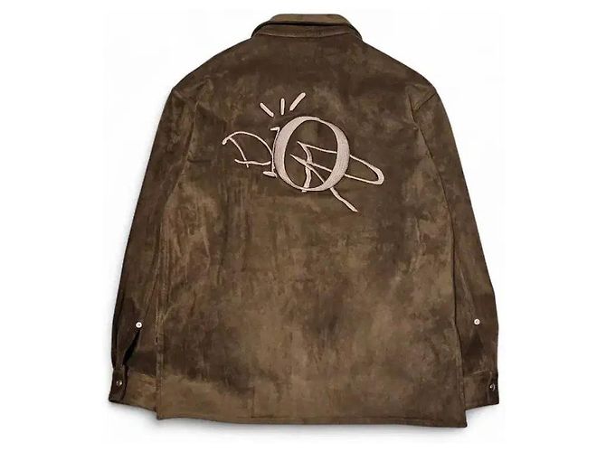 Dior Giacca sovracamicia in camoscio marrone da uomo - vista 12