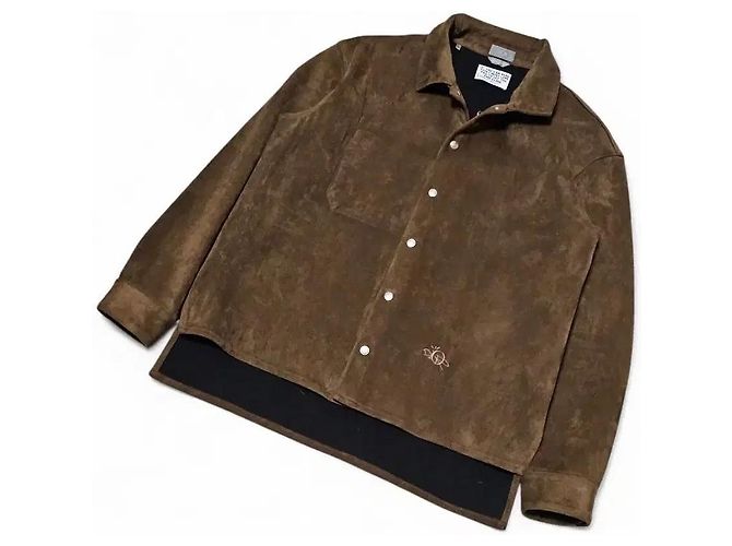 Dior Giacca sovracamicia in camoscio marrone da uomo - vista 2