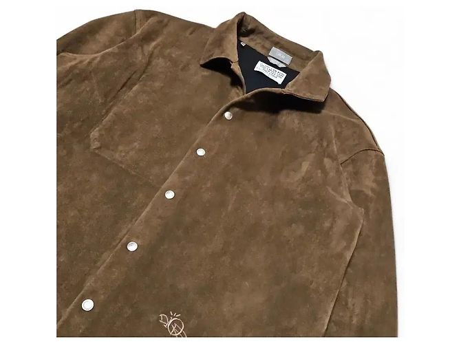 Dior Giacca sovracamicia in camoscio marrone da uomo - vista 3