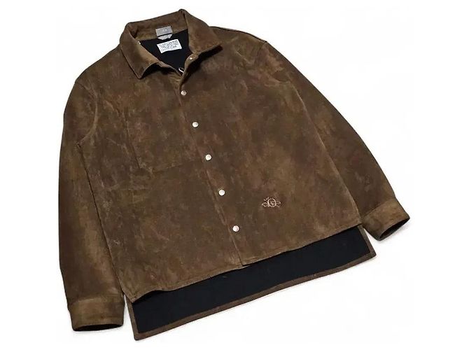 Dior Giacca sovracamicia in camoscio marrone da uomo - vista 6