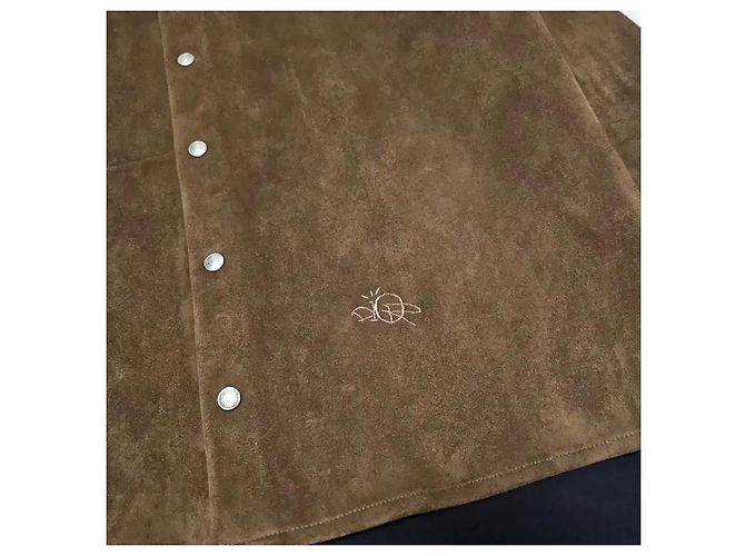 Dior Giacca sovracamicia in camoscio marrone da uomo - vista 7