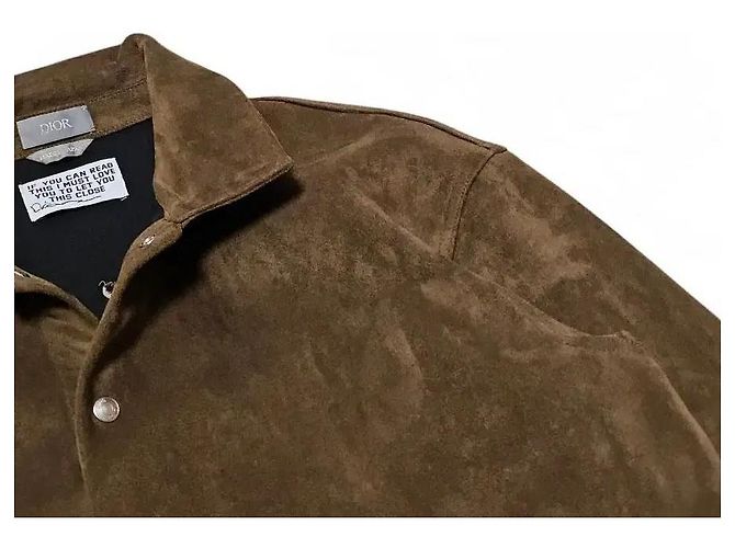 Dior Giacca sovracamicia in camoscio marrone da uomo - vista 8