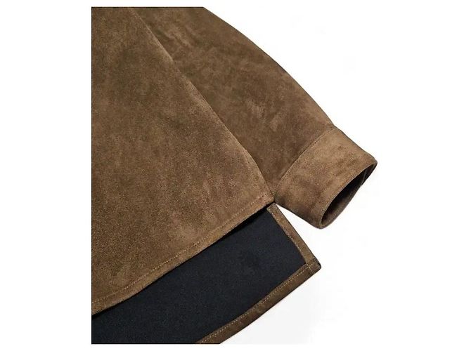 Dior Giacca sovracamicia in camoscio marrone da uomo - vista 9