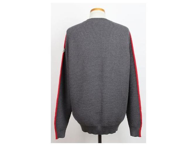 Moncler Grauer Strick mit Stripe-Logo - Ansicht 2