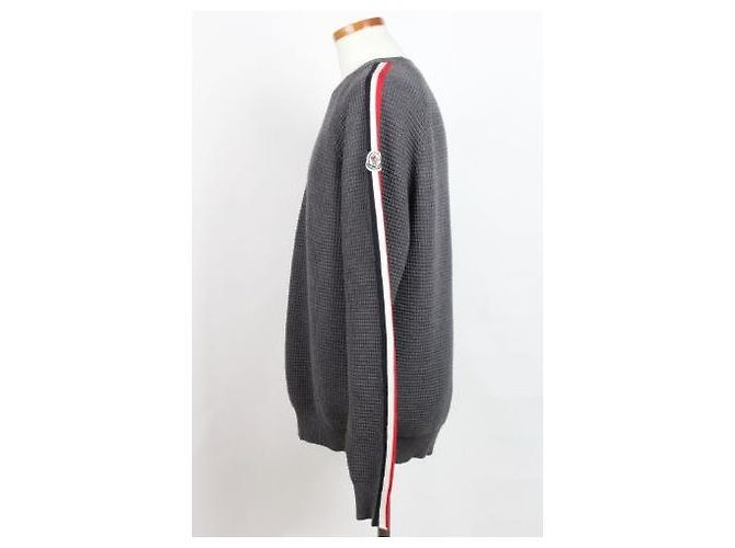 Moncler Grauer Strick mit Stripe-Logo - Ansicht 3