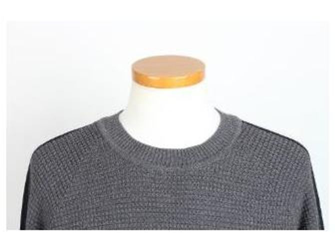 Moncler Grauer Strick mit Stripe-Logo - Ansicht 5