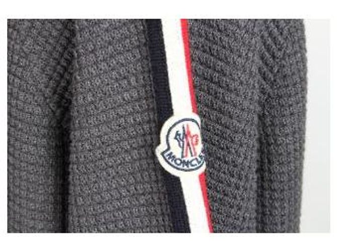 Moncler Grauer Strick mit Stripe-Logo - Ansicht 6