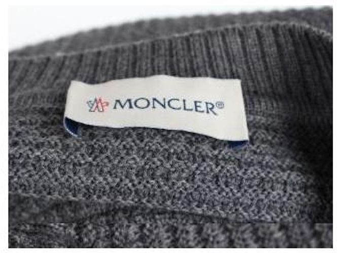 Moncler Grauer Strick mit Stripe-Logo - Ansicht 7