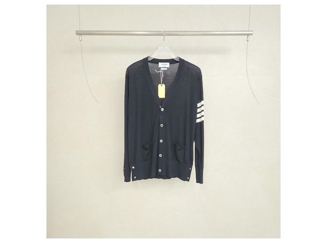 Thom Browne Wollcardigan in Navy mit Armbinde - Ansicht 2