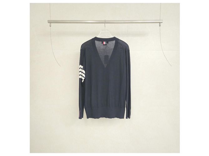 Thom Browne Wollcardigan in Navy mit Armbinde - Ansicht 3