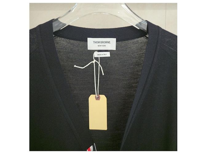 Thom Browne Wollcardigan in Navy mit Armbinde - Ansicht 9