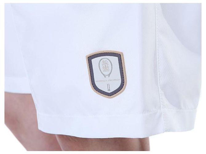Brunello Cucinelli Pantaloncini a metà lunghezza con vita elastica e patch logo Tennis (White) - vista 10