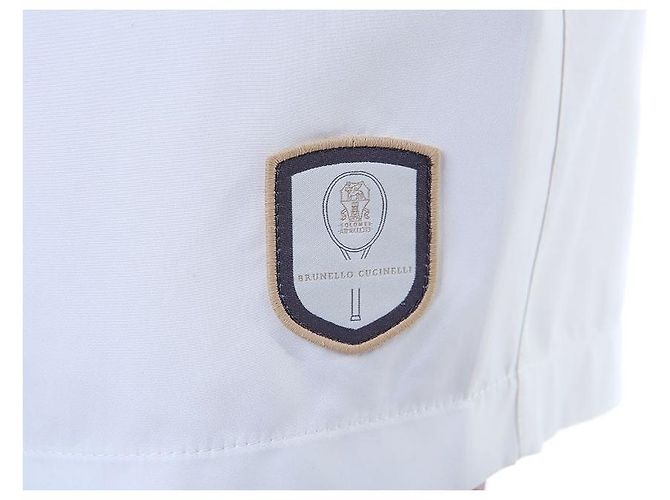 Brunello Cucinelli Pantaloncini a metà lunghezza con vita elastica e patch logo Tennis (White) - vista 17