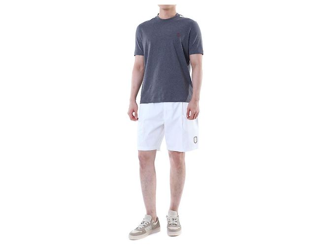Brunello Cucinelli Pantaloncini a metà lunghezza con vita elastica e patch logo Tennis (White) - vista 2