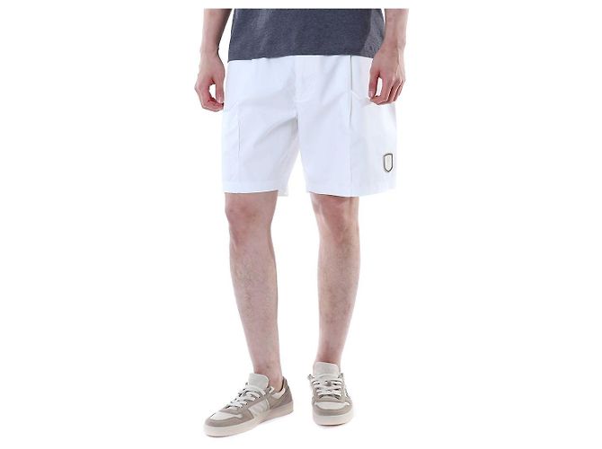 Brunello Cucinelli Pantaloncini a metà lunghezza con vita elastica e patch logo Tennis (White) - vista 3