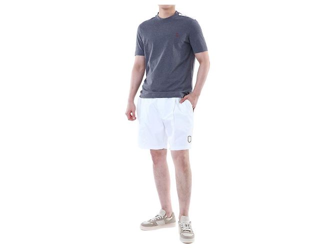 Brunello Cucinelli Pantaloncini a metà lunghezza con vita elastica e patch logo Tennis (White) - vista 4