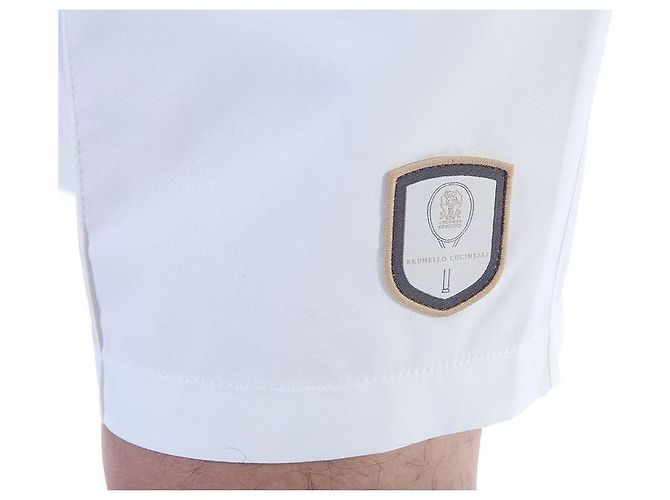 Brunello Cucinelli Pantaloncini a metà lunghezza con vita elastica e patch logo Tennis (White) - vista 6
