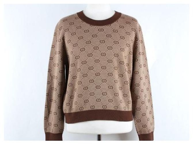 Gucci GG Jacquard Langarmstrick braun - Ansicht 2