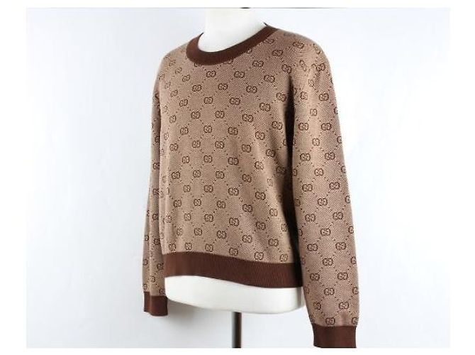 Gucci GG Jacquard Langarmstrick braun - Ansicht 3
