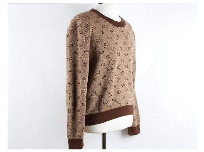 Gucci GG Jacquard Langarmstrick braun - Ansicht 7