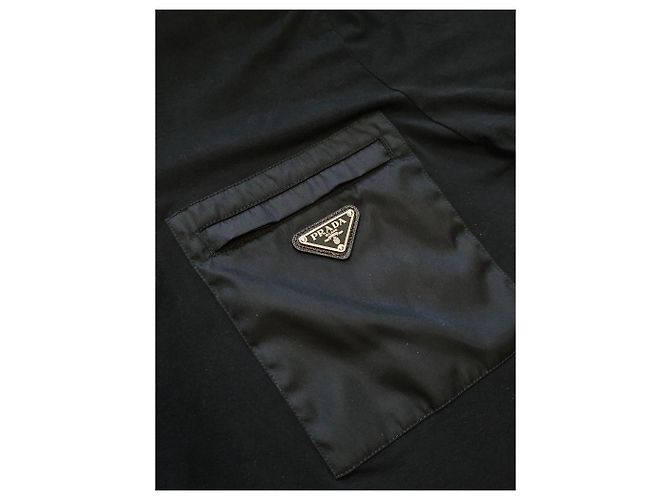 Prada Herren Nylon Kurzarm Polo T-Shirt Schwarz - Ansicht 5