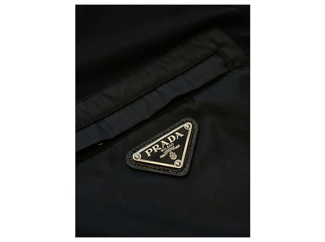 Prada Herren Nylon Kurzarm Polo T-Shirt Schwarz - Ansicht 7