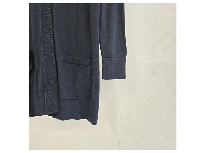 Cardigã longo Hermès preto de seda e algodão - vista 6