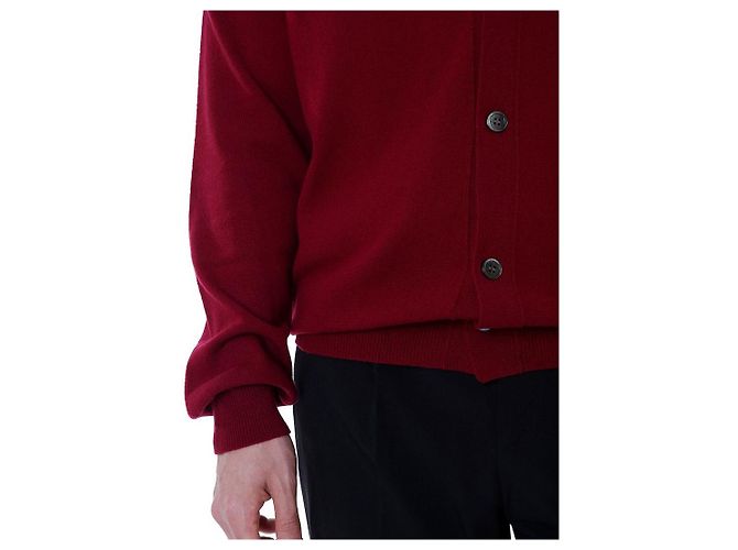 Comme Des Garcons V-Ausschnitt Strickcardigan aus Wolle mit rotem Herz-Patch - Ansicht 6
