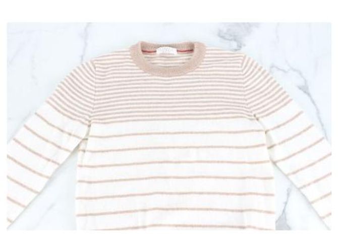 Brunello Cucinelli Kaschmir Strickpullover gestreift beige - Ansicht 3