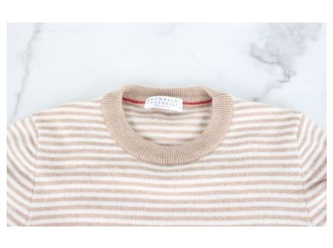 Brunello Cucinelli Kaschmir Strickpullover gestreift beige - Ansicht 5