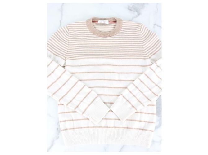 Brunello Cucinelli Kaschmir Strickpullover gestreift beige - Ansicht 7