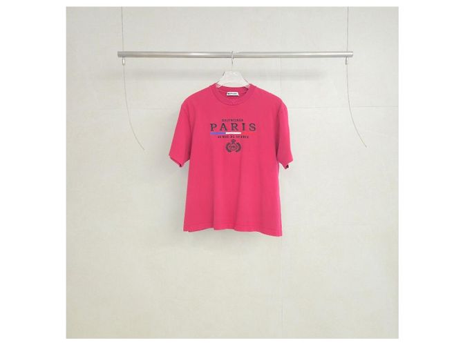 Balenciaga T-shirt a maniche corte rossa da donna con logo ricamato - vista 2