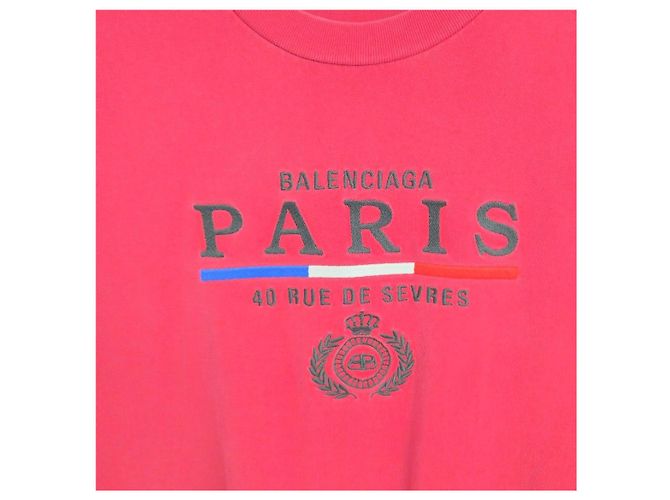 Balenciaga T-shirt a maniche corte rossa da donna con logo ricamato - vista 5