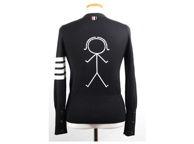 Thom Browne Rebeca de lana a rayas para mujer negra - vista 4
