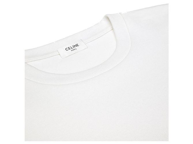 Céline Baumwoll-Jersey T-Shirt mit kurzen Ärmeln Weiß - Ansicht 4