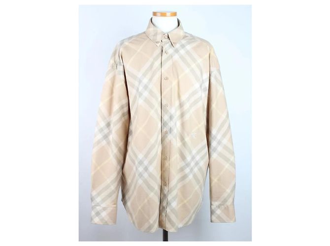 Burberry Überdimensioniertes Baumwollhemd Kariert Beige - Ansicht 9