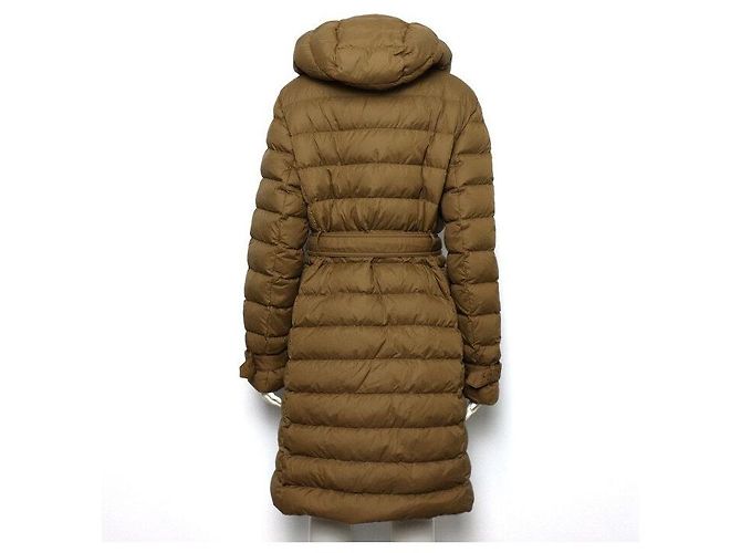 Burberry Piumino lungo da donna con cappuccio e cintura in nylon marrone - vista 4