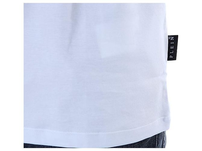 Philipp Plein Steel Leder-Patch Basic Round T-Shirt (White) - Ansicht 10