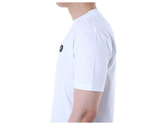 Philipp Plein Steel Leder-Patch Basic Round T-Shirt (White) - Ansicht 14