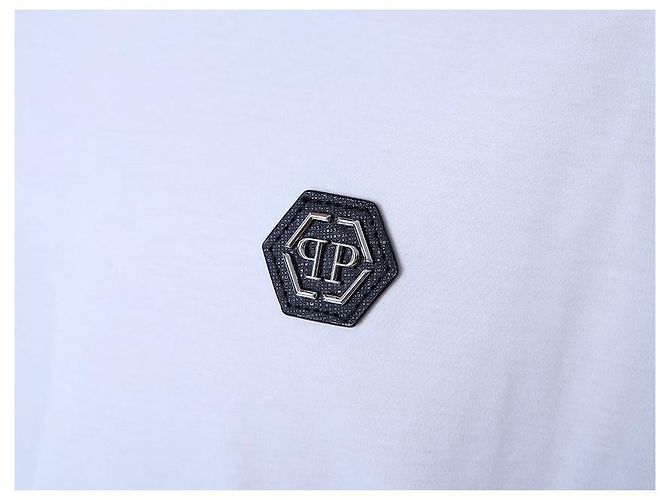 Philipp Plein Steel Leder-Patch Basic Round T-Shirt (White) - Ansicht 24