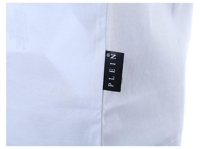 Philipp Plein Steel Leder-Patch Basic Round T-Shirt (White) - Ansicht 26