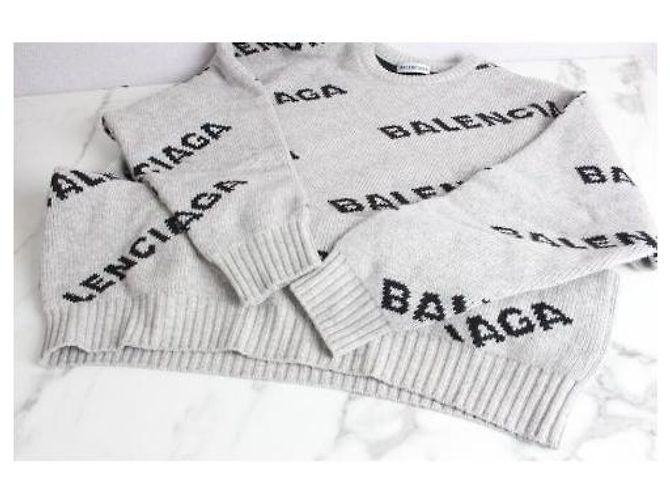 Balenciaga Multi-Logo Strick Grau - Ansicht 6