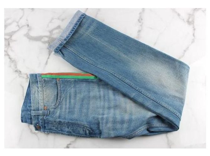 Gucci Web Side Jeanshose Hellblau - Ansicht 4
