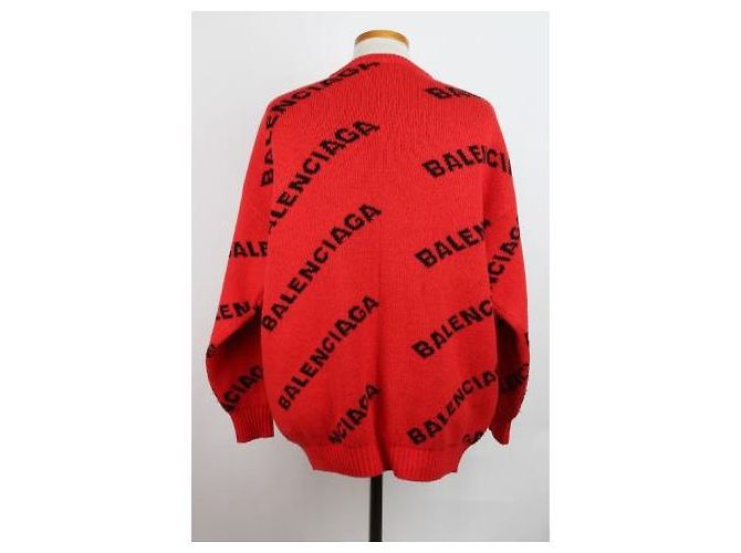 Balenciaga Multi Logo Strickpullover Rot - Ansicht 2