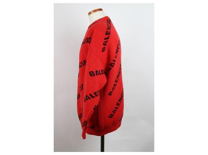 Balenciaga Multi Logo Strickpullover Rot - Ansicht 3