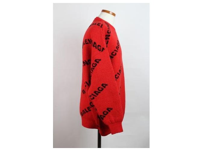 Balenciaga Multi Logo Strickpullover Rot - Ansicht 4